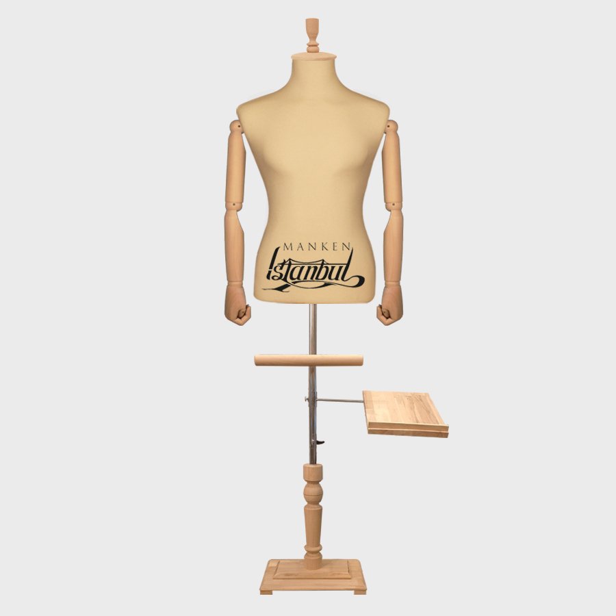 Erkek Ahşap Kollu Lüks Ayaklı Terzi Mankeni