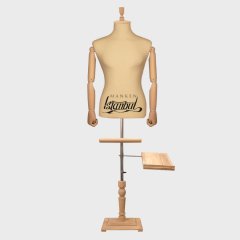 Erkek Ahşap Kollu Lüks Ayaklı Terzi Mankeni