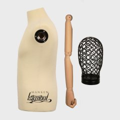 Tel Kafalı Erkek Ahşap Kollu Terzi Mankeni Vitrin Mankeni