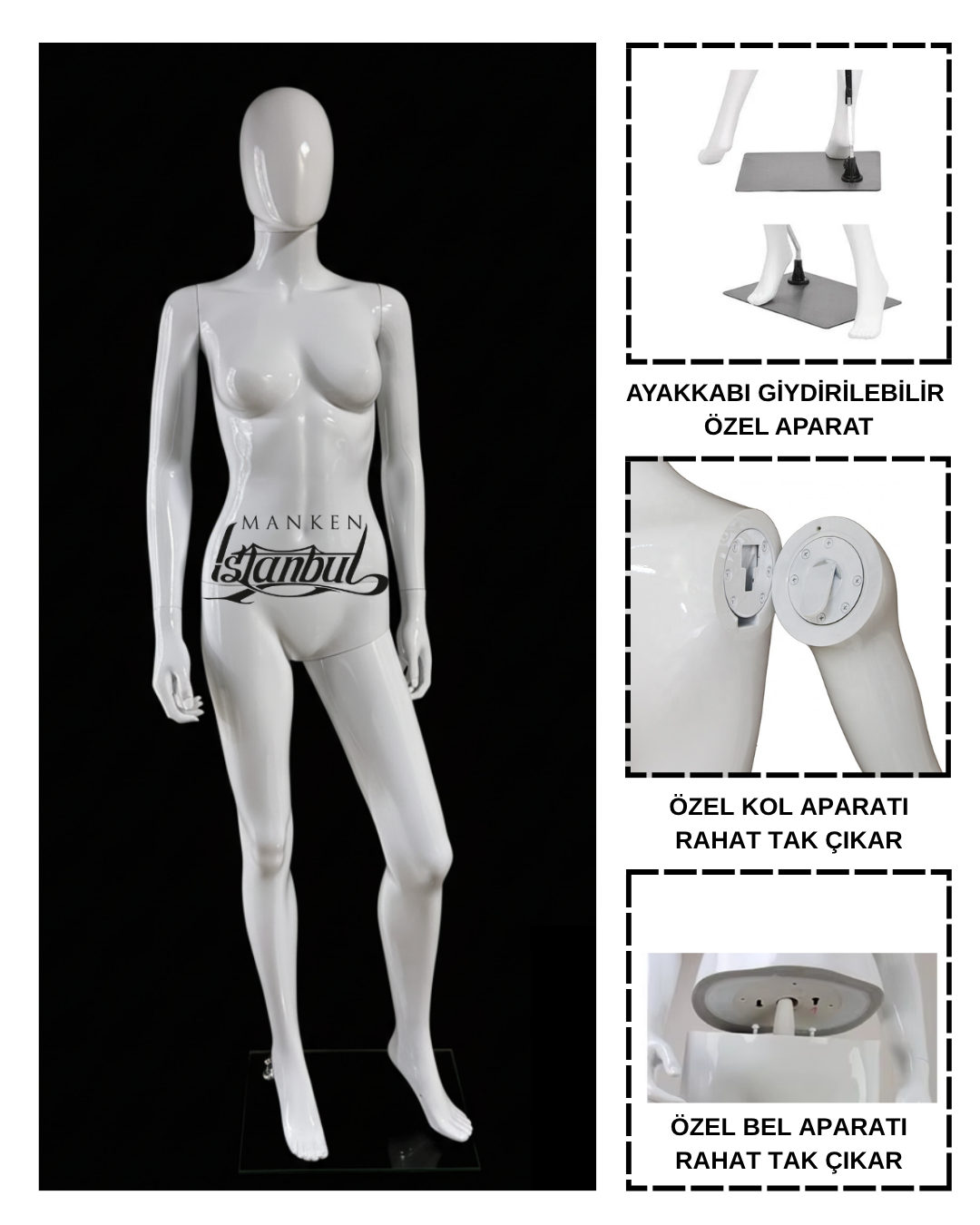 PP Kalite Plastik Uzun Ömürlü Bayan Vitrin Mankeni