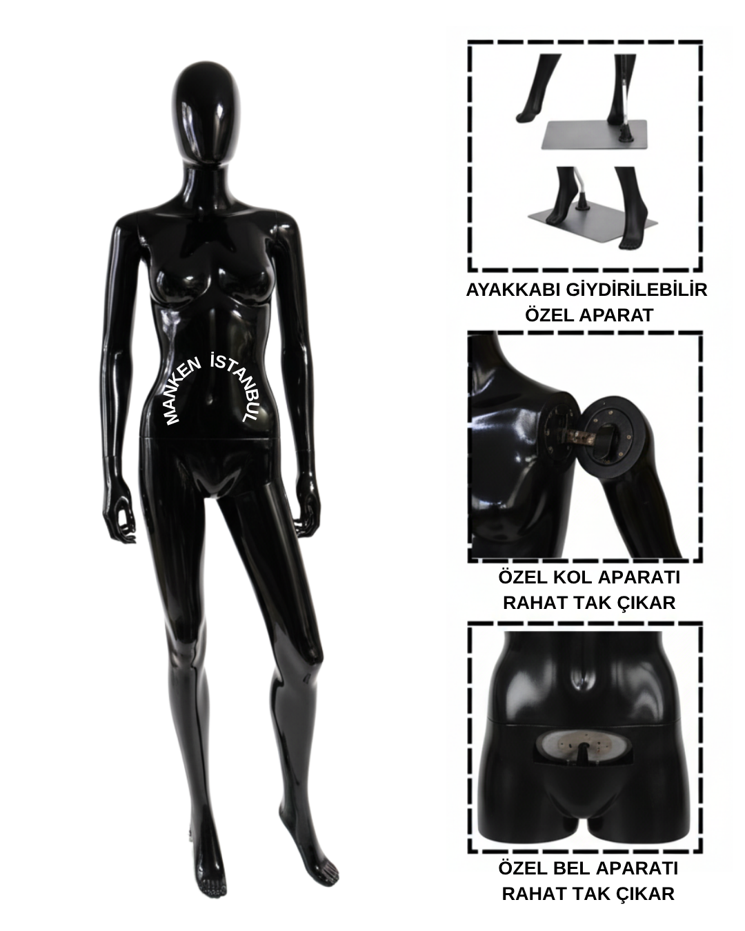 PP Kalite Plastik Uzun Ömürlü Bayan Vitrin Mankeni