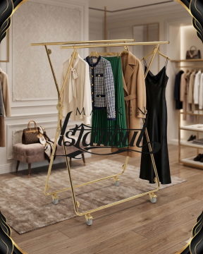 Yüksek Kalite Çift Askılı Gold Kaplama Katlanabilir Metal Orta Stand