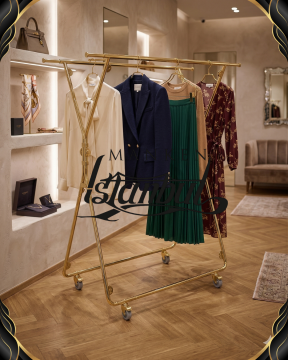 Yüksek Kalite Çift Askılı Gold Kaplama Katlanabilir Metal Orta Stand