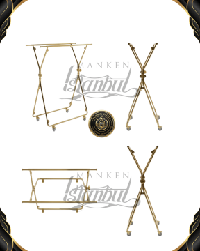 Yüksek Kalite Çift Askılı Gold Kaplama Katlanabilir Metal Orta Stand
