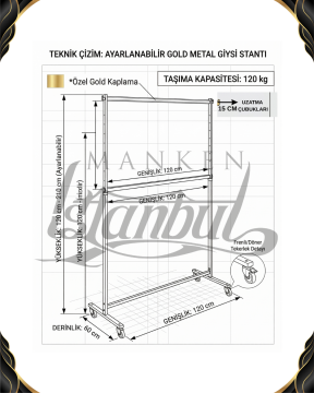 Yüksek Kalite Çift Katlı Gold Kaplama Metal Orta Stant