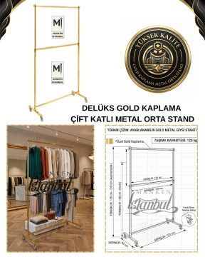 Yüksek Kalite Çift Katlı Gold Kaplama Metal Orta Stant
