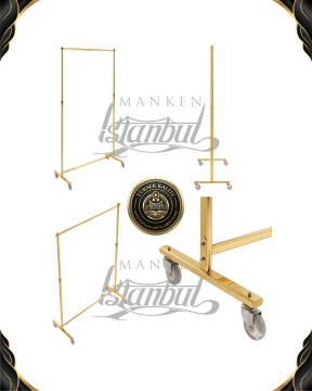 Gold Kaplama Yüksekli Ayarlı Tekerlekli Abiye Gelinlik Standı