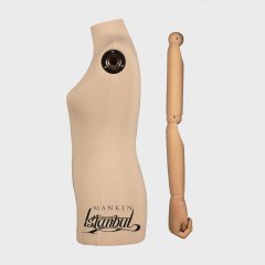 Bayan Lüks Ayaklı Ahşap Kukla Kollu Kollu Lüks Ayaklı Terzi Mankeni Vitrin Mankeni