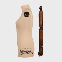 Bayan Lüks Ayaklı Ahşap Kukla Kollu Lüks Ayaklı Terzi Mankeni Vitrin Mankeni