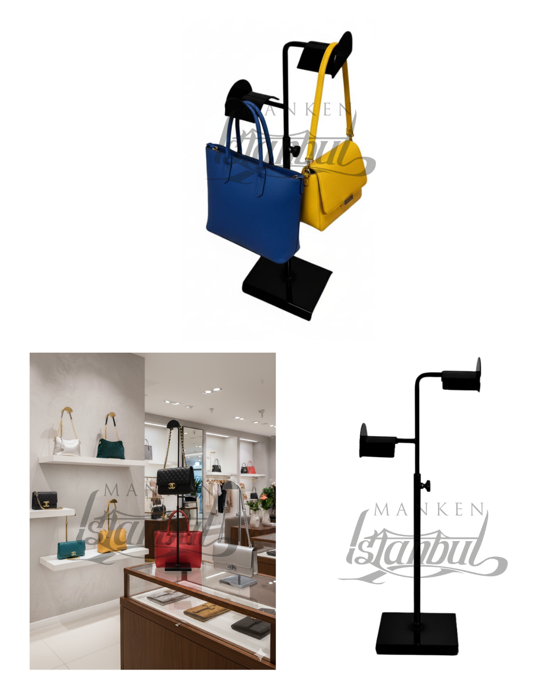 2 Li Siyah Yükseklik Ayarlanabilir Çanta Standı Çanta Askısı