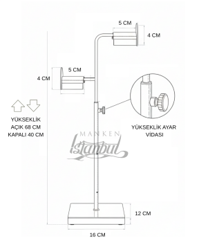 2 Li Silver Yükseklik Ayarlı Çanta Standı Çanta Askısı