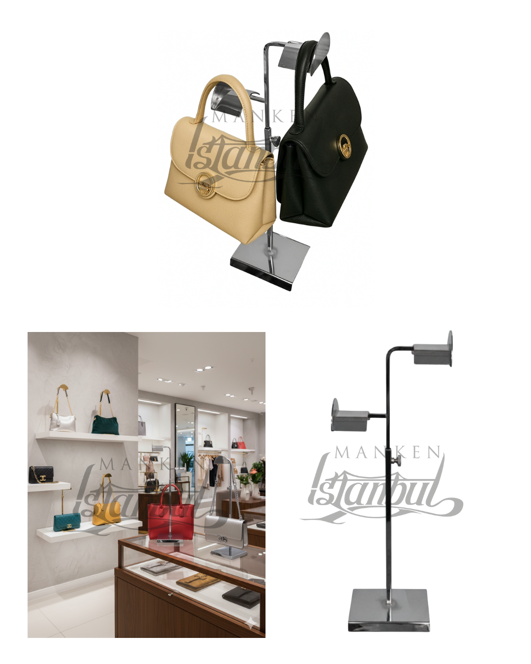 2 Li Silver Yükseklik Ayarlanabilir Çanta Standı Çanta Askısı