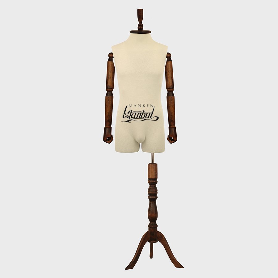 Pantolon Giyebilen Ahşap Kollu Erkek Terzi Mankeni Vitrin Mankeni