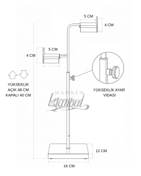 2 Li Gold Yükseklik Ayarlanabilir Çanta Standı Çanta Askısı