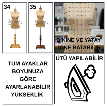 İğne Batabilen 34/36/38/40/42/44/46 Beden Terzi Mankeni