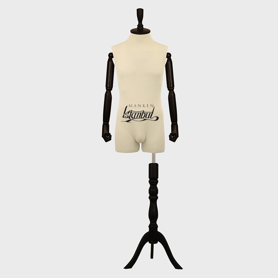 Pantolon Giyebilen Ahşap Kollu Erkek Terzi Mankeni Vitrin Mankeni