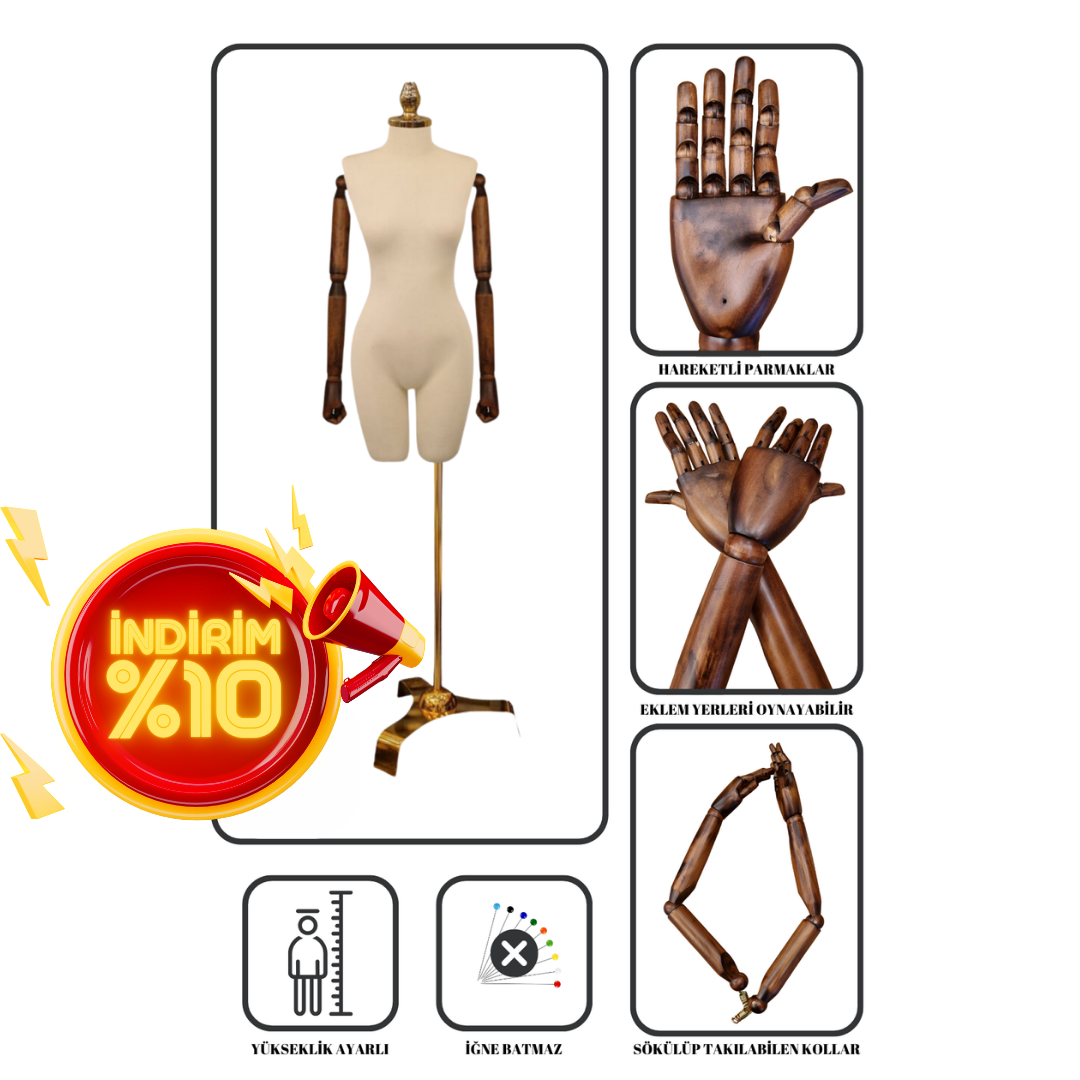 Gold Ayaklı Terzi Mankeni Vitrin Mankeni Prova Mankeni