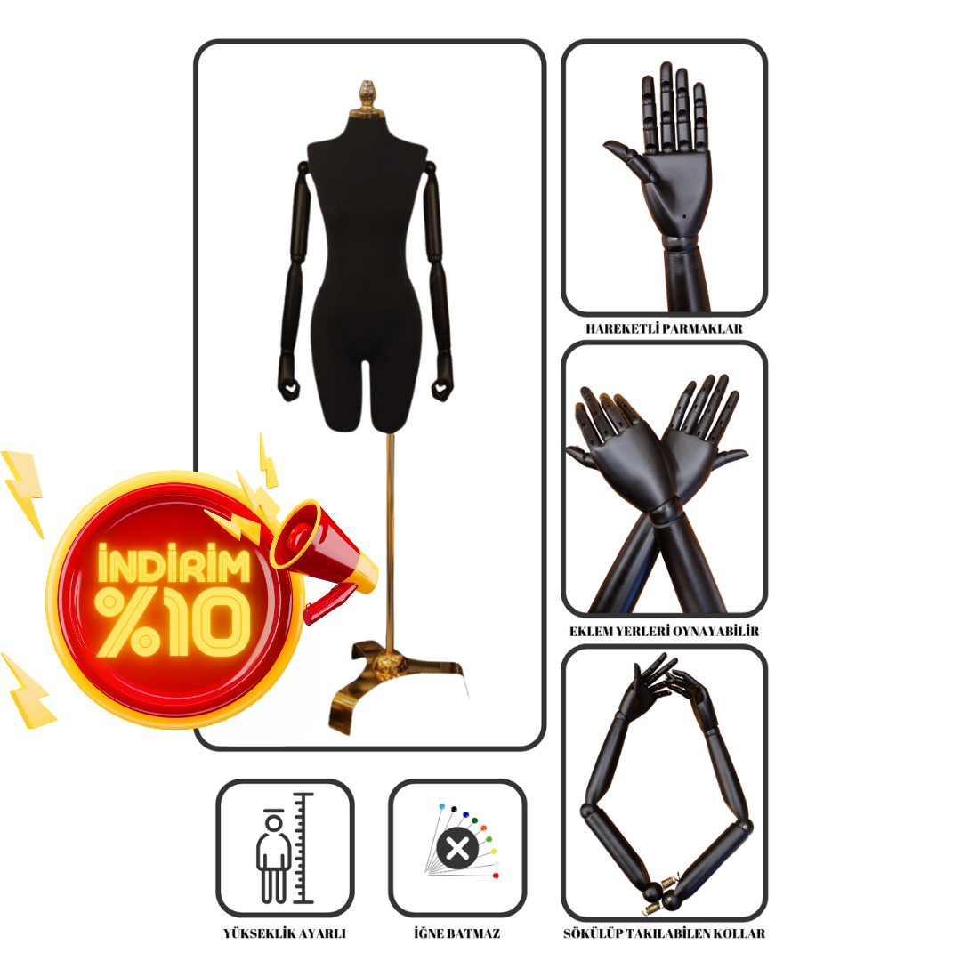 Gold Ayaklı Terzi Mankeni Vitrin Mankeni Prova Mankeni