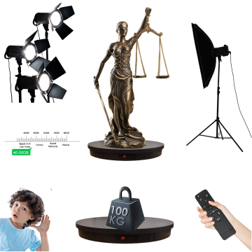 Profesyonel Siyah 50 Cm Çap Hız Ayarlı Kumandalı Döner Platform