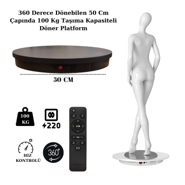 Profesyonel Siyah 50 Cm Çap Hız Ayarlı Kumandalı Döner Platform