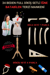 Riga ve Dikiş Setli Yatay ve Dikey İğne Batabilen Terzi Mankeni