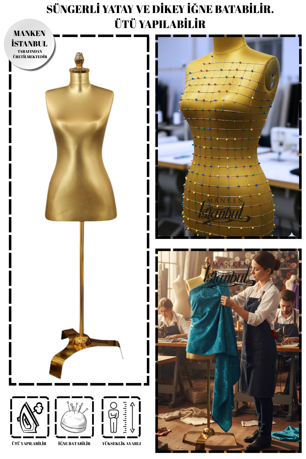 Gold Ayaklı Süngerli Terzi Mankeni Prova Mankeni