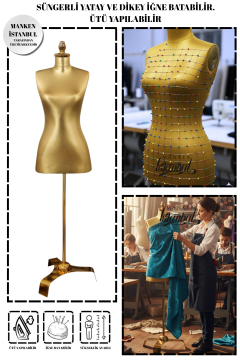 Gold Ayaklı Süngerli Terzi Mankeni Prova Mankeni