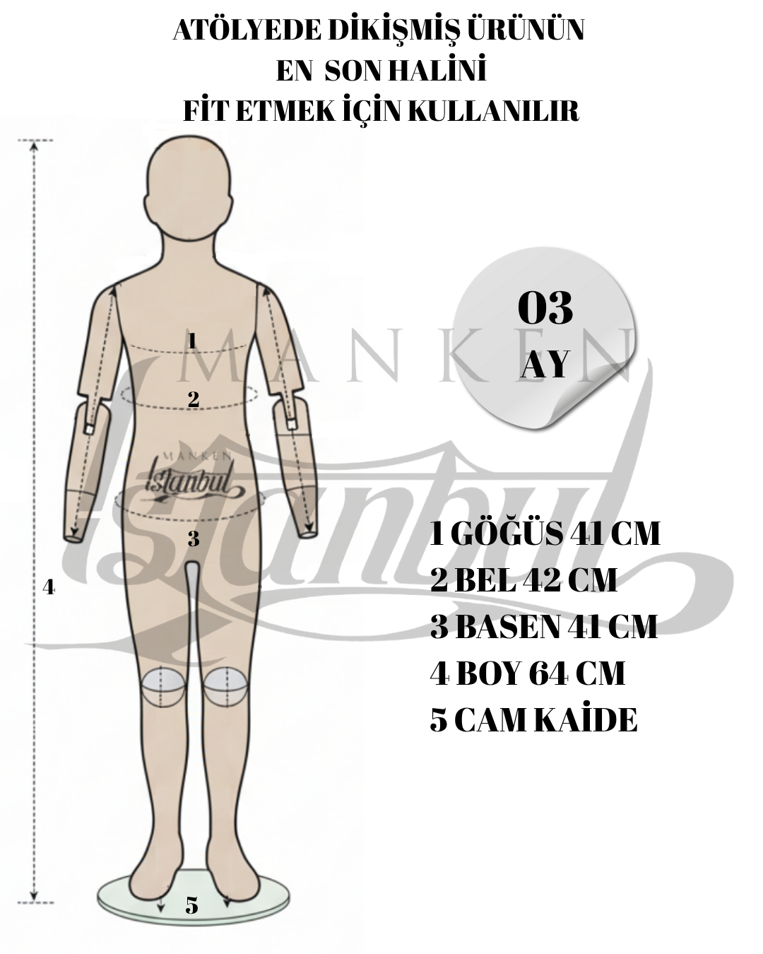İhracat Çocuk Prova Mankeni 03 Aydan 14 Yaşa Kadar 03 AYLIK