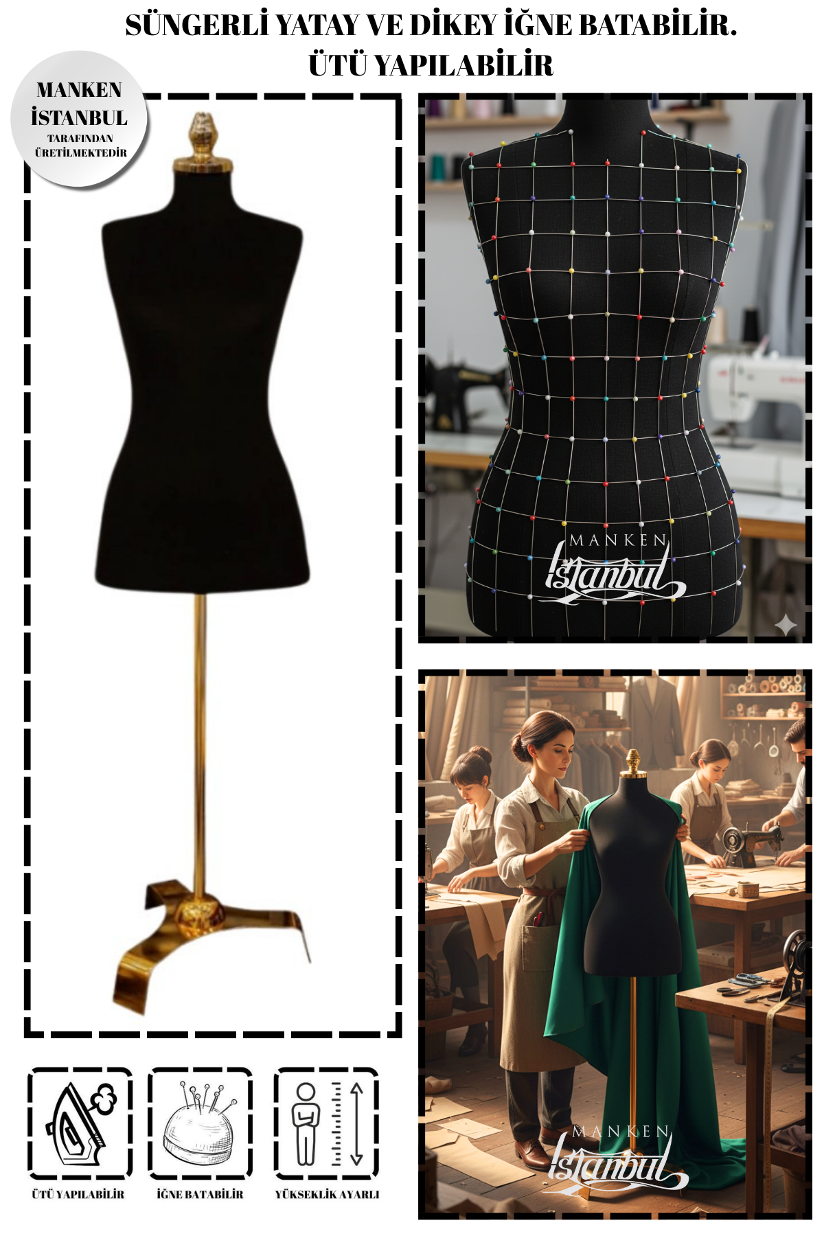 Gold Ayaklı Süngerli Terzi Mankeni Prova Mankeni