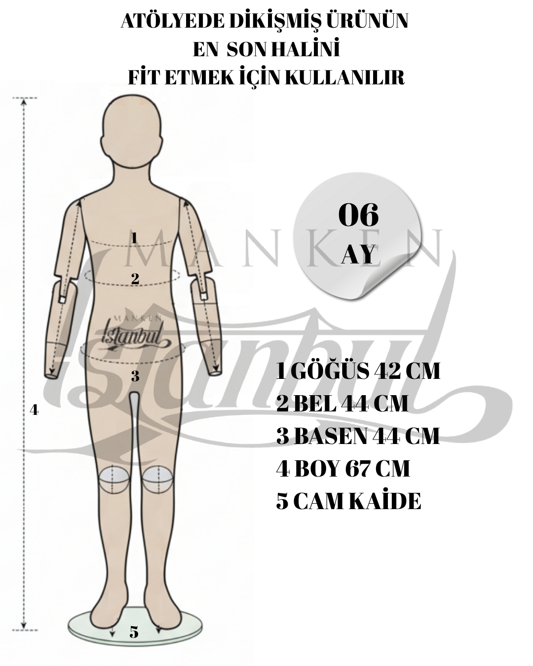 İhracat Çocuk Prova Mankeni 03 Aydan 14 Yaşa Kadar 06 AYLIK