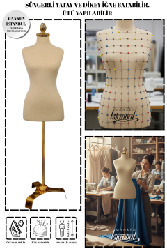 Gold Ayaklı Süngerli Terzi Mankeni Prova Mankeni