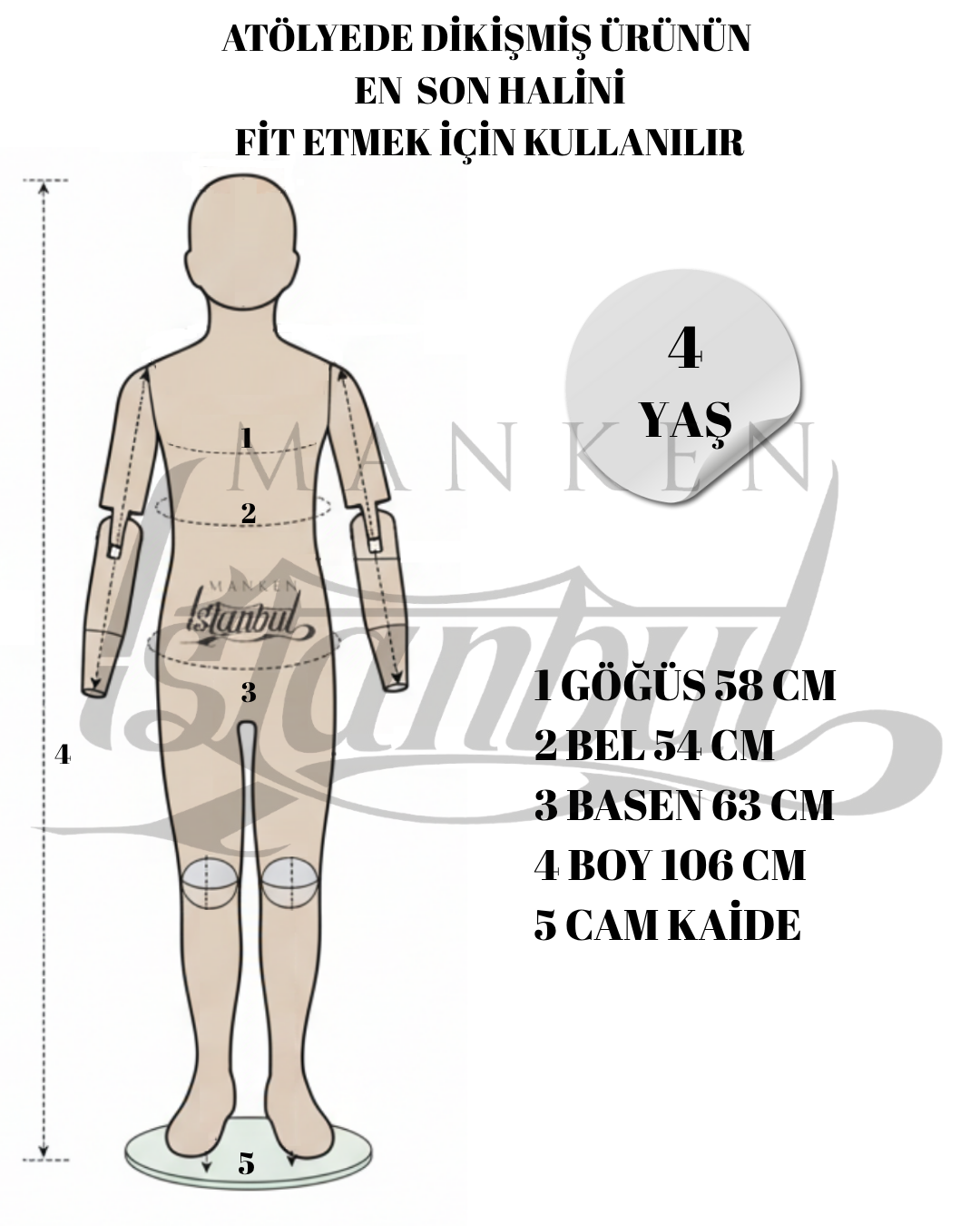 İhracat Çocuk Prova Mankeni 03 Aydan 14 Yaşa Kadar 4 YAŞ