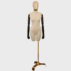 Gold Ayak - Tel Kafalı Ahşap Kollu Terzi Vitrin Mankeni