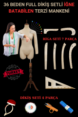 36 Beden Riga ve Dikiş Setli Seyyar Kollu İğne Batabilen Terzi Mankeni