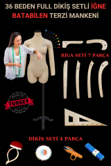 36 Beden Riga ve Dikiş Setli Seyyar Kollu İğne Batabilen Terzi Mankeni