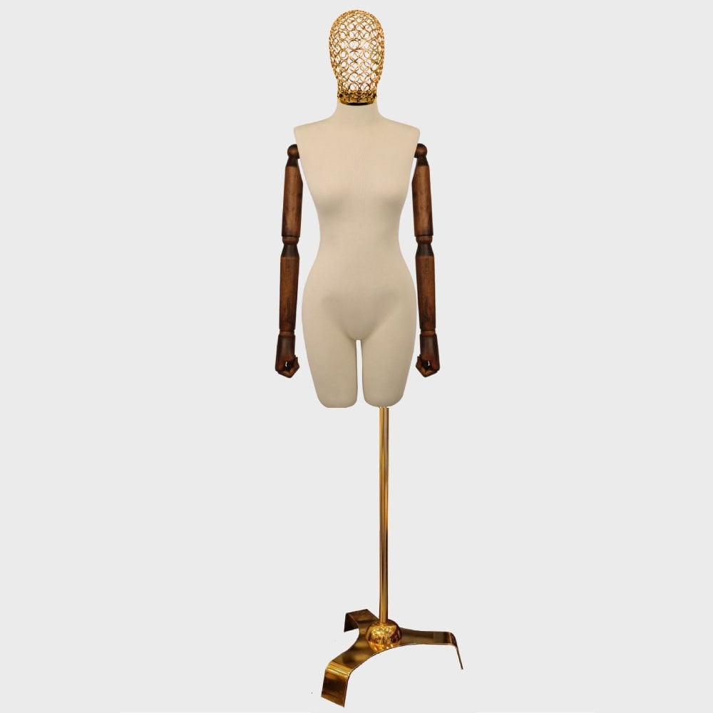 Gold Ayak - Tel Kafalı Ahşap Kollu Terzi Vitrin Mankeni