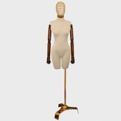 Gold Ayak - Tel Kafalı Ahşap Kollu Terzi Vitrin Mankeni