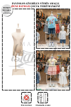 Çocuk Pantolon Giyebilen Terzi Mankeni Vitrin Mankeni