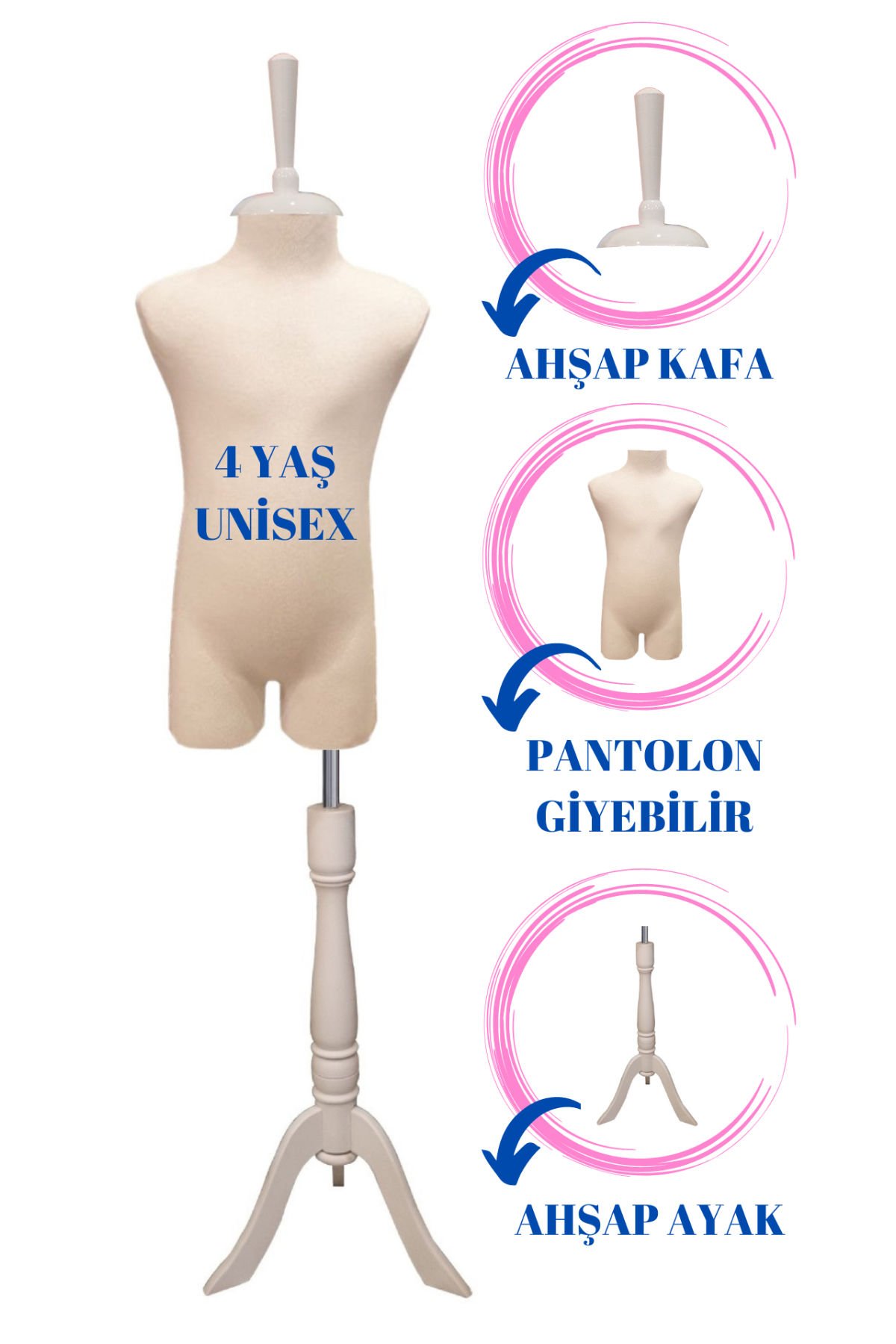 Çocuk Pantolon Giyebilen Terzi Mankeni Vitrin Mankeni 4 yaş
