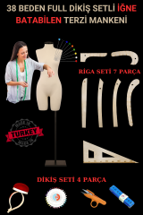 38 Beden Riga ve Dikiş Seti Dik ve Yatay İğne Batabilen Terzi Mankeni
