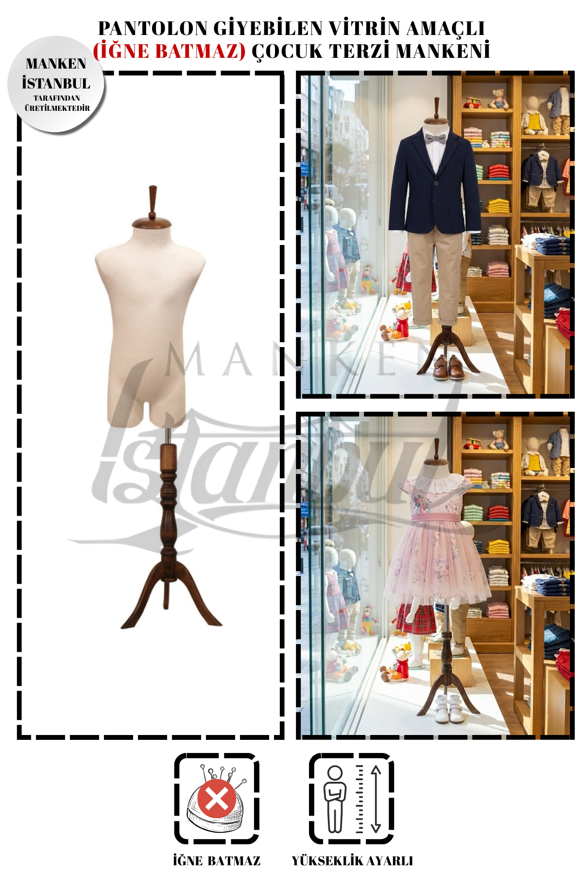 Çocuk Pantolon Giyebilen Terzi Mankeni Vitrin Mankeni