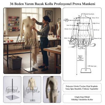 Bayan profesyonel kollu terzi mankeni, prova mankeni