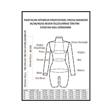 Bayan profesyonel kollu terzi mankeni, prova mankeni