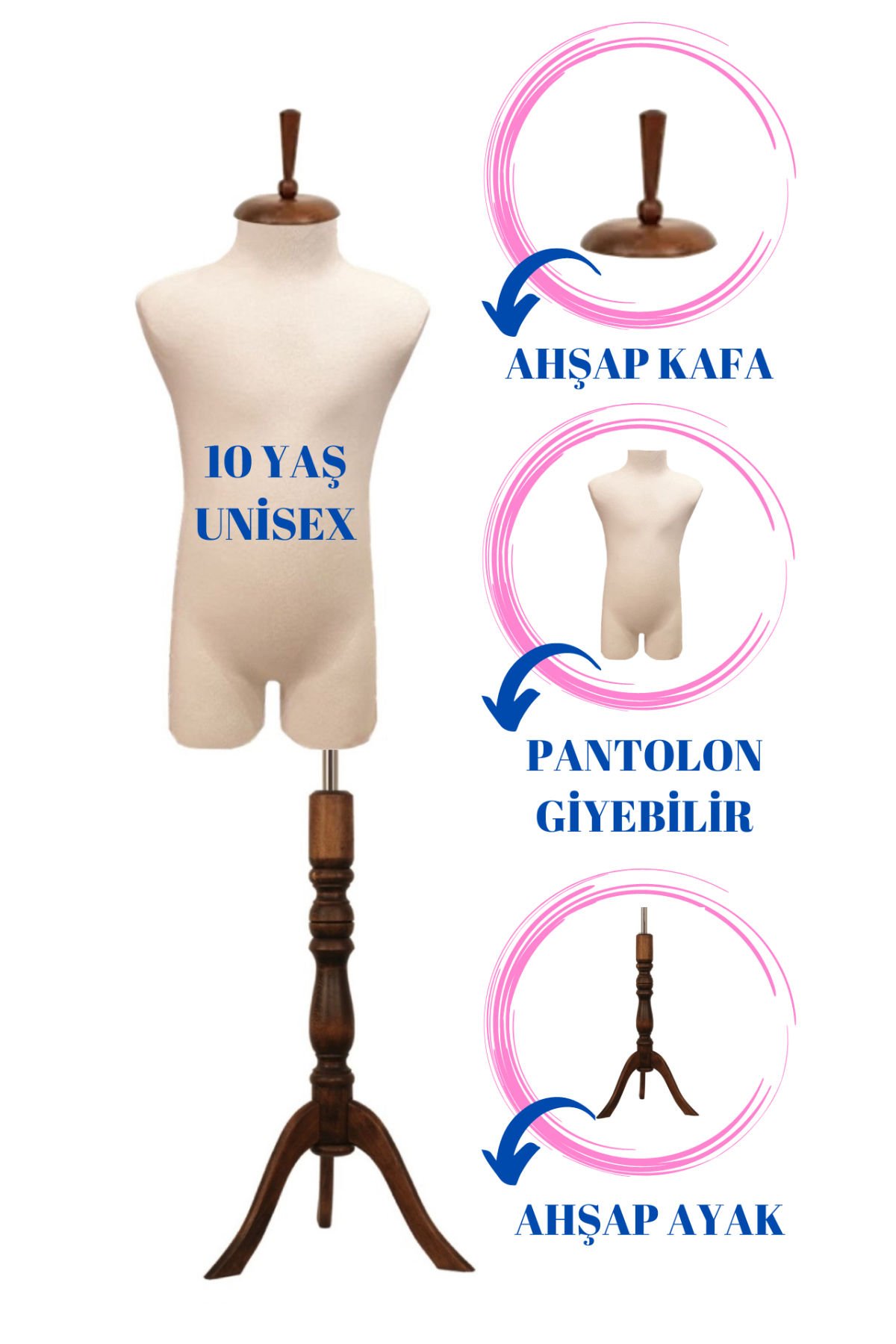 Çocuk Pantolon Giyebilen Terzi Mankeni Vitrin Mankeni 10 yaş