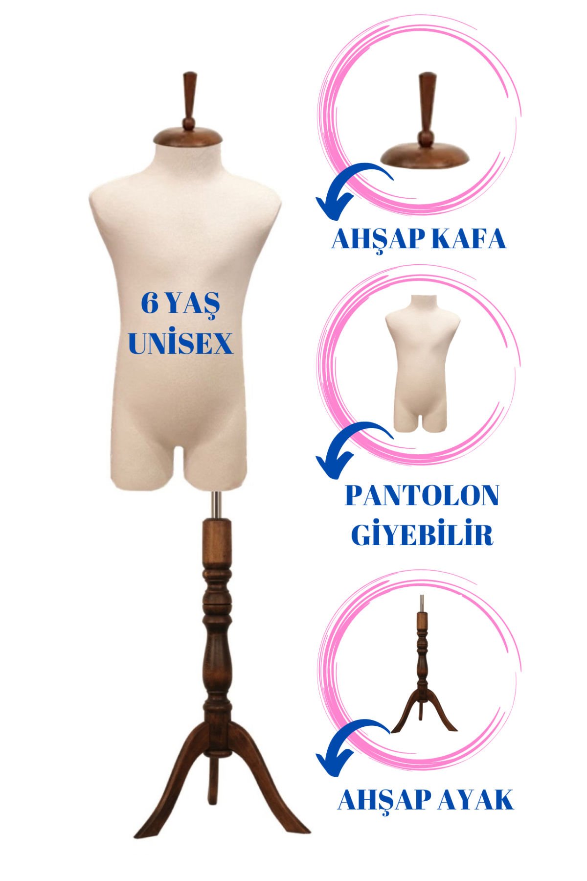 Çocuk Pantolon Giyebilen Terzi Mankeni Vitrin Mankeni 6 yaş