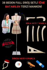 Riga - Dikiş Setli Sünger Terzi Mankeni Prova Mankeni 38 beden