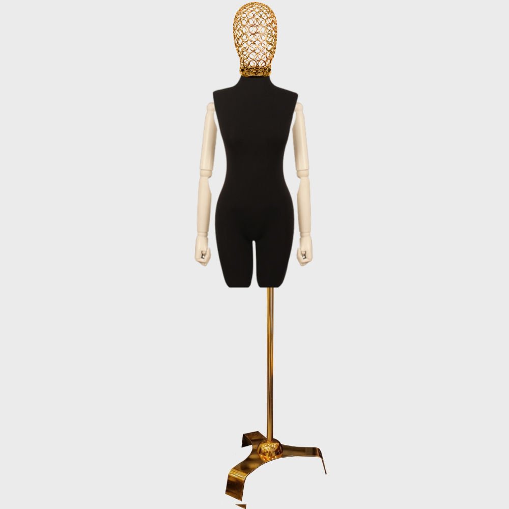 Gold Ayak - Tel Kafalı Ahşap Kollu Terzi Vitrin Mankeni