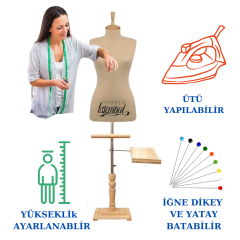Lüks Ahşap Ayak Terzi Mankeni Prova Mankeni Vitrin Mankeni 36 beden