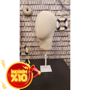Bayan metal standlı kumaş kaplı kafa mankeni