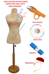 Dikiş Setli Keten Kumaşlı 1/2 50 Eşel Terzi Prova Mankeni